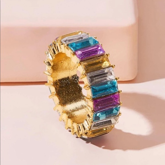 Rainbow Cubic Zirconia 14 Karat Ring - Picture 2 of 5